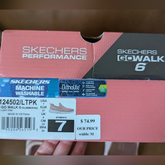 NWT Sketchers Lt Pink GO WALK sneakers (s:7) - Picture 3 of 6